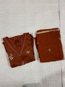 Elegant Brown anarkali kurti & dupatta