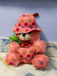 Cute Pink Teddy Bear with Heart
