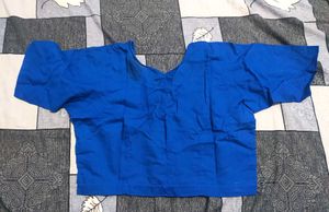sttiched Blue cotton Blouse