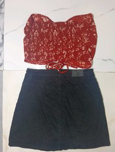 JDY by ONLY Co-ord skirt  with red top