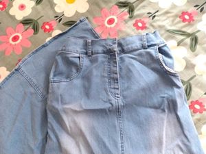 Light Wash Denim Maxi Skirt