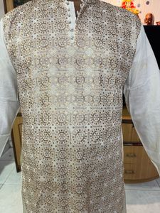 Men's White &amp; Gold Kurta