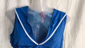 Blue Bikini Top with White Trim