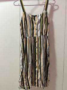 Striped Button-Front Mini Dress