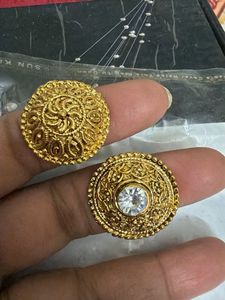 Ornate Gold Tone Stud Rings