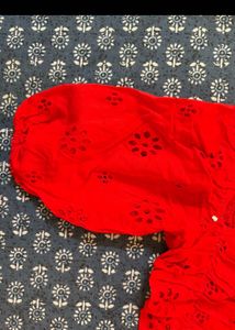 Chic Red Eyelet Crop Top