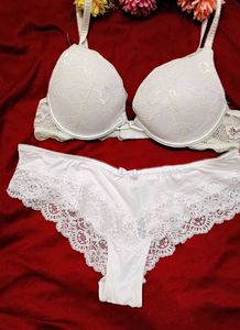 Lace Trim Bra and Panty Set
