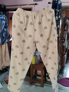 235.Cream Printed Palazzo Pants