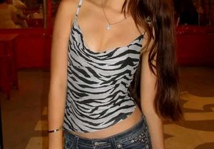 Y2K cowl neck animal print top