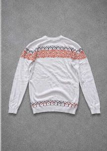 Men's White Geometric Pattern Sweater