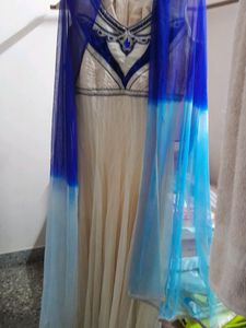 Cream+Blue Gown