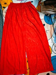 Pleated Palazzos - Grey &amp; Red Set