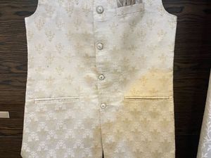 NEW Men's Cream Brocade Nehru Jacket