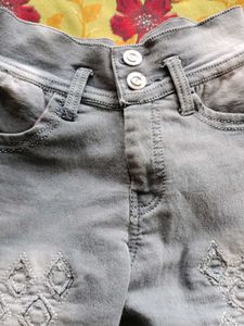 Embroidered Denim Shorts