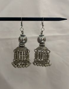 Bohemian Silver Jhumka Earrings