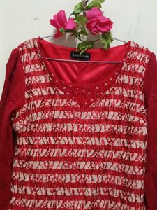 Chic Red Lace Overlay Dress