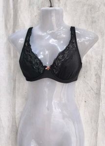 I. Lace Trimmed Black Bra