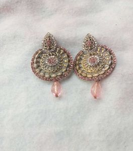 Beautiful Pink &amp; Gold Ethnic Earrings