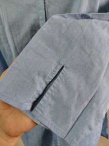 Classic Blue Button-Up Tunic Shirt
