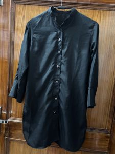Elegant Black Tunic Shirt Dress