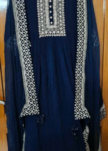 Elegant Navy Blue Embroidered Kurta Set