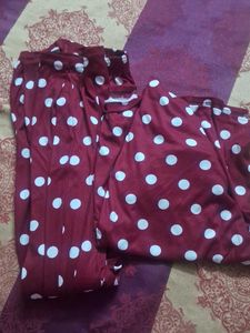 Maroon Polka Dot Pyjama Set