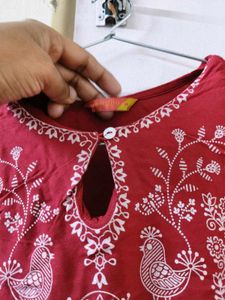 Embroidered Maroon Kurta