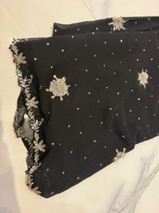 Elegant Black Embellished Saree