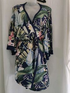 Tropical Print Wrap Robe