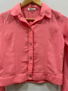 Women’s Crop Casual Peach Shirt