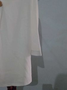 Classic White Button Neck Tunic Top
