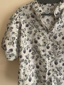 Puff Sleeve Pure Cotton Button-Up Top