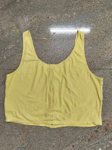H&amp;M Yellow Ribbed Button-Up Tank Top