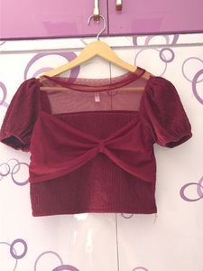 Chic Mesh Bow Crop Top