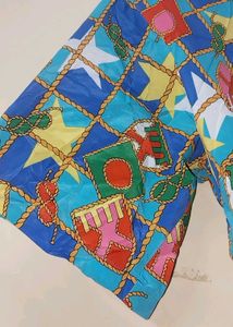 Vibrant Graphic Print Short Sleeve Button-Up Shirt