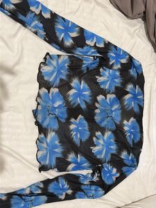 Floral Print Mesh Top