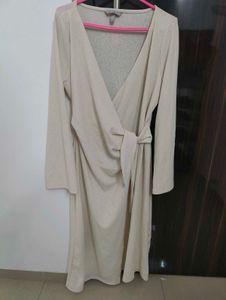 H&amp;M luxe Elegant Cream Wrap Dress
