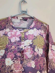 Purple Floral Print Kurta