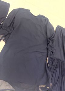 Elegant Navy Blue Kurta Set with  Embroidery