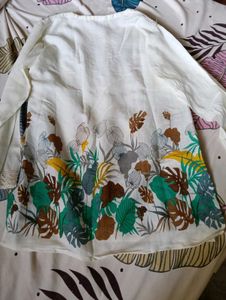 Cream Tropical Print Kurta