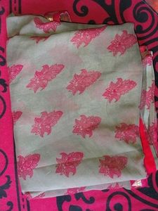 33.Grey Dupatta with Pink Floral Print