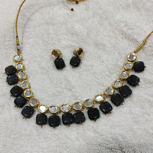 single line kundan necklace set