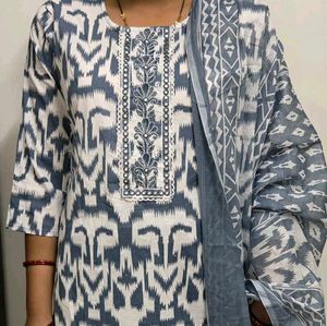 Stylish Cotton Kurta Set with Dupatta