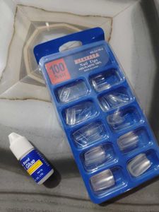Nail Tips Set with Glue