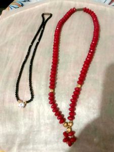 Beautiful Red & Black Beaded Necklaces