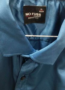 Men's Blue Satin Formal Shirt