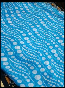 Blue Saree with White Polka Dots