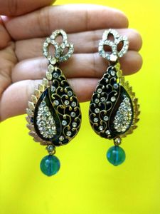 Exquisite Blue &amp; Gold Heavy Earrings