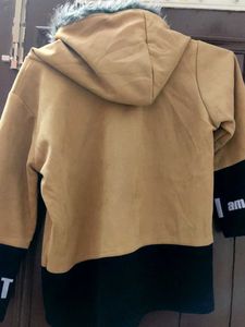 "Whatever" Graphic Hoodie with Faux Fur Trim