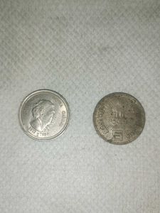 Indira Gandhi & Jawaharlal Nehru coin 5 rupee